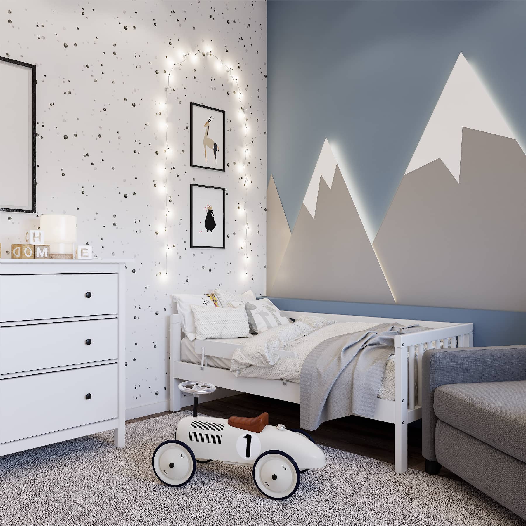 детская комната кровать горы